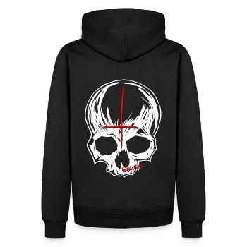 Totenkopf mit Petruskreuz - Männer Premium Bio Hoodie - Schwarz - Hinten - Nico (187cm)