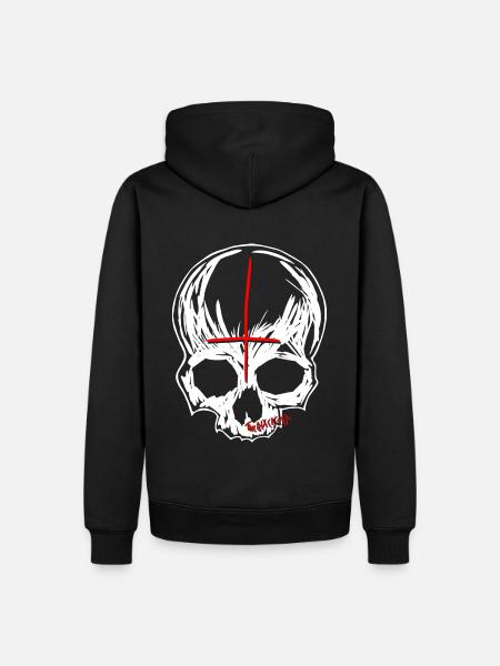Totenkopf mit Petruskreuz - Männer Premium Bio Hoodie - Schwarz