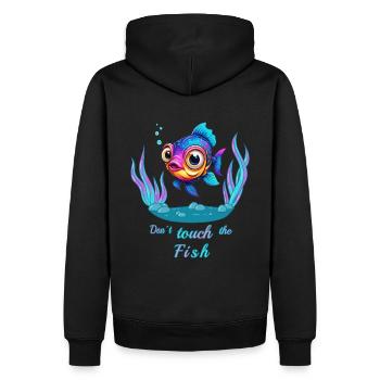 Fass den Fisch nicht an ! - Männer Premium Bio Hoodie - Schwarz - Hinten - Nico (187cm)
