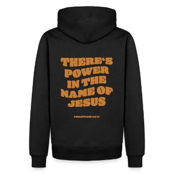 Nom de Jésus - dessein chrétien - Sweat à capuche Premium bio Homme - noir - Dos - Nico (187cm)
