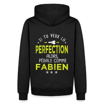 Fabien tu veux la perfection vélo humour cycliste - Sweat à capuche Premium bio Homme - noir - Dos - Nico (187cm)