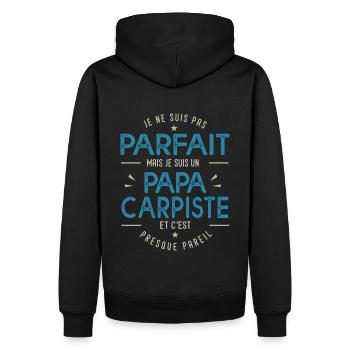 un papa carpiste cadeau pêche pêcheur humour - Sweat à capuche Premium bio Homme - noir - Dos - Nico (187cm)