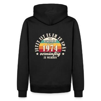 50. Geburtstag Legendär seit 1974 Männer Geschenk - Männer Premium Bio Hoodie - Schwarz - Hinten - Nico (187cm)