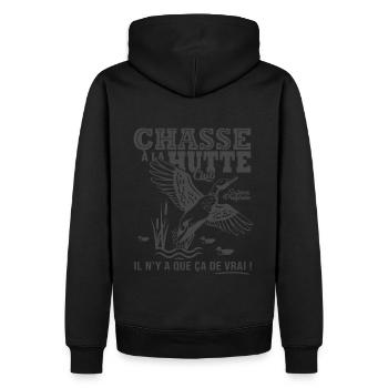 chasse à la hutte cadeau humour cool chasseur - Sweat à capuche Premium bio Homme - noir - Dos - Nico (187cm)