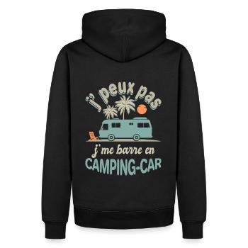 camping car je me barre en camping car humour - Sweat à capuche Premium bio Homme - noir - Dos - Nico (187cm)