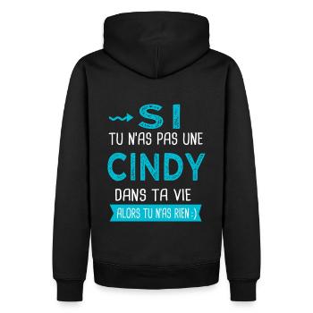 Cindy Si tu n as pas une cindy - Sweat à capuche Premium bio Homme - noir - Dos - Nico (187cm)