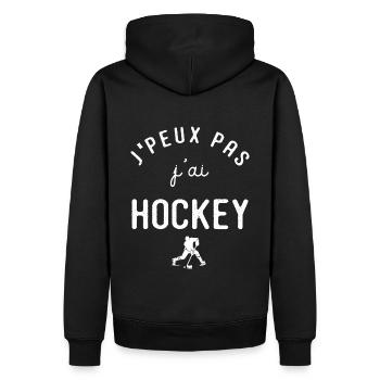Hockey Je peux pas j ai Hockey sur glace sport - Sweat à capuche Premium bio Homme - noir - Dos - Nico (187cm)