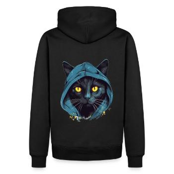 Tête de chat Noir Chat Bombay Chat heureux Chats - Sweat à capuche Premium bio Homme - noir - Dos - Nico (187cm)