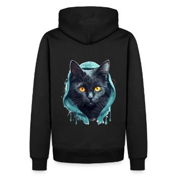 Tête de chat Noir Chat Bombay Chat heureux Chats - Sweat à capuche Premium bio Homme - noir - Dos - Nico (187cm)