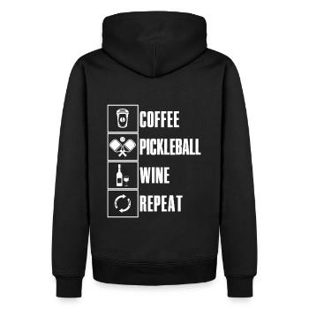 Café Pickleball Vin Ripeat Dicton pour cornichon - Sweat à capuche Premium bio Homme - noir - Dos - Nico (187cm)