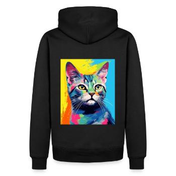Tenue de chat chat à poil court pour les amoureux des chats - Sweat à capuche Premium bio Homme - noir - Dos - Nico (187cm)