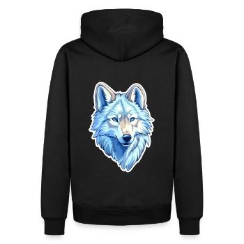 Wolf Kostüm blauer Wolfskopf Werwolf und - Männer Premium Bio Hoodie - Schwarz - Hinten - Nico (187cm)