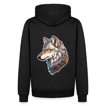 Wolf Kostüm blauer Wolfskopf Werwolf und - Männer Premium Bio Hoodie - Schwarz - Hinten - Nico (187cm)