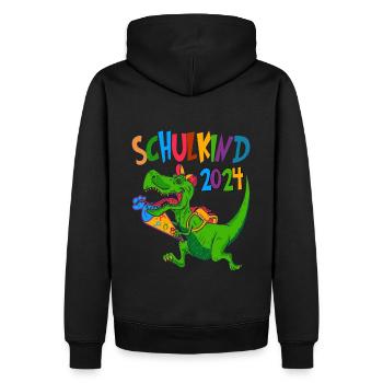 Dinos Schultüte Einschulung Schulkind 2024 - Männer Premium Bio Hoodie - Schwarz - Hinten - Nico (187cm)