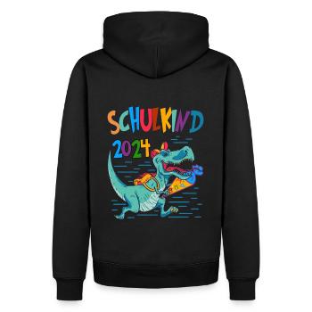 Dinos Schultüte Einschulung Schulkind 2024 - Männer Premium Bio Hoodie - Schwarz - Hinten - Nico (187cm)