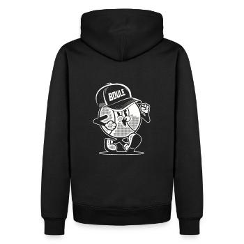 Boule de pétanque pour le Boule de pétanque Cap Boule - Sweat à capuche Premium bio Homme - noir - Dos - Nico (187cm)