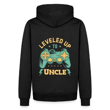 Leveled up zum Onkel Befördert zum Onkel - Männer Premium Bio Hoodie - Schwarz - Hinten - Nico (187cm)