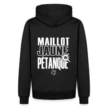 maillot jaune de petanque cadeau humour pétanque - Sweat à capuche Premium bio Homme - noir - Dos - Nico (187cm)