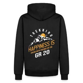 gr20 Happiness is hiking with friends on the GR20 - Sweat à capuche Premium bio Homme - noir - Dos - Nico (187cm)