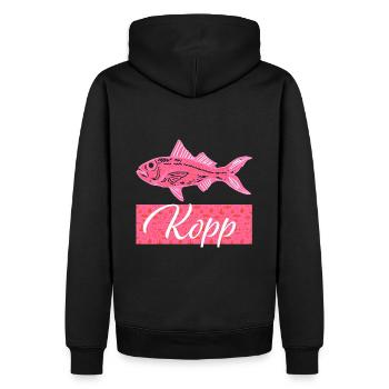 Fischkopp, Nordsee, Ostsee, Hamburg, Kiel, Meer - Männer Premium Bio Hoodie - Schwarz - Hinten - Nico (187cm)