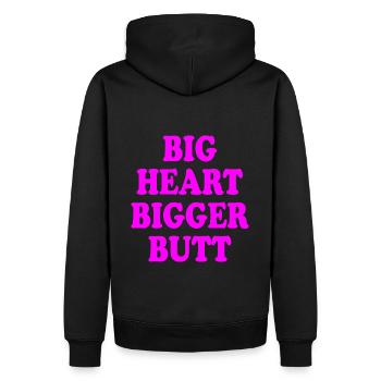 big heart bigger butt - Männer Premium Bio Hoodie - Schwarz - Hinten - Nico (187cm)