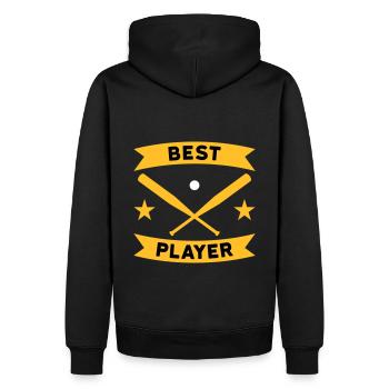 Meilleur joueur de baseball (bannière, batte de baseball) - Sweat à capuche Premium bio Homme - noir - Dos - Nico (187cm)