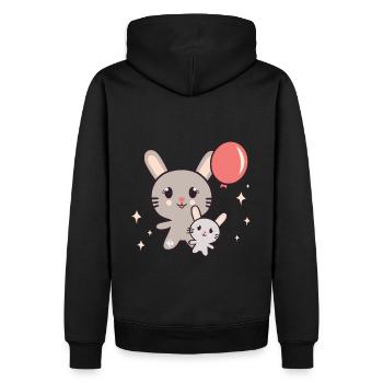 Niedlicher Hase Große Schwester - Männer Premium Bio Hoodie - Schwarz - Hinten - Nico (187cm)