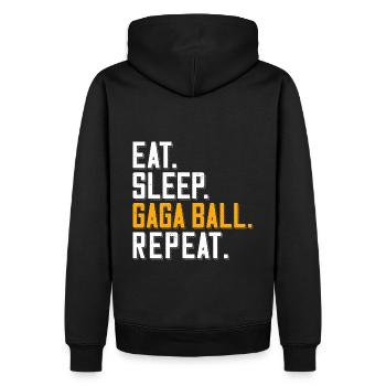 Manger. Dormir. Bal de Gaga. Répéter. Ballon chasseur Gagaball - Sweat à capuche Premium bio Homme - noir - Dos - Nico (187cm)