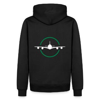 ★ Les couleurs de conception peuvent être modifiées ★ Avion de face, cercle - Sweat à capuche Premium bio Homme - noir - Dos - Nico (187cm)
