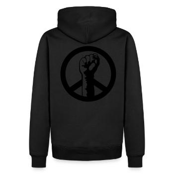 peace power - Men’s Premium Organic Hoodie - black - Back - Nico (187cm)