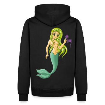 Nixe - Meerjungfrau - Männer Premium Bio Hoodie - Schwarz - Hinten - Nico (187cm)