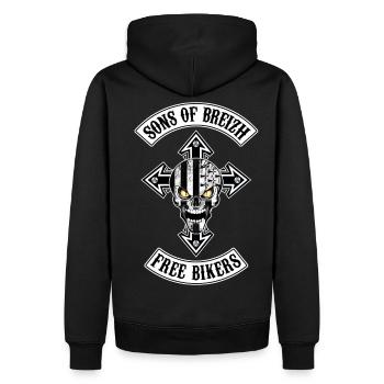 Breizh Bikers Cross - Sweat à capuche Premium bio Homme - noir - Dos - Nico (187cm)