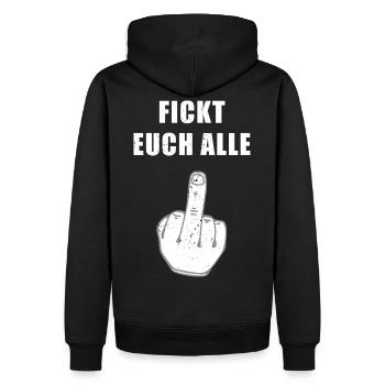 Va te faire foutre tous - Sweat à capuche Premium bio Homme - noir - Dos - Nico (187cm)