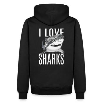 J'aime les requins - Sweat à capuche Premium bio Homme - noir - Dos - Nico (187cm)