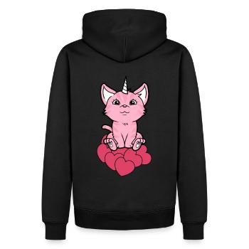Licorne Chat Chats Chaton Bébé Coeur Fantaisie - Sweat à capuche Premium bio Homme - noir - Dos - Nico (187cm)
