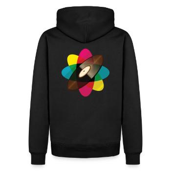 Vintage Vinyl Schallplatte Retro Farben Geschenk - Männer Premium Bio Hoodie - Schwarz - Hinten - Nico (187cm)
