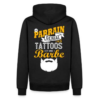 PARRAIN génial a des tattoos et une barbe t-shirt - Sweat à capuche Premium bio Homme - noir - Dos - Nico (187cm)