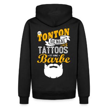 le tonton génial a des tattoos et une barbe cadeau - Sweat à capuche Premium bio Homme - noir - Dos - Nico (187cm)