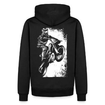 Motocross MX dirt bike dirt bike track moto cross - Men’s Premium Organic Hoodie - black - Back - Nico (187cm)