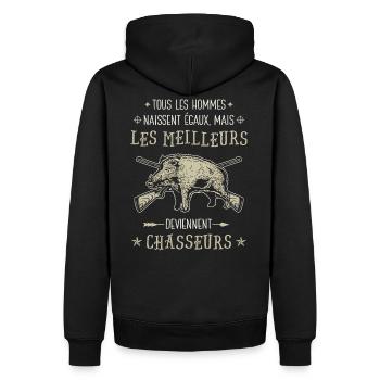 Meilleur Chasseur Humour Chasse Sanglier - Sweat à capuche Premium bio Homme - noir - Dos - Nico (187cm)
