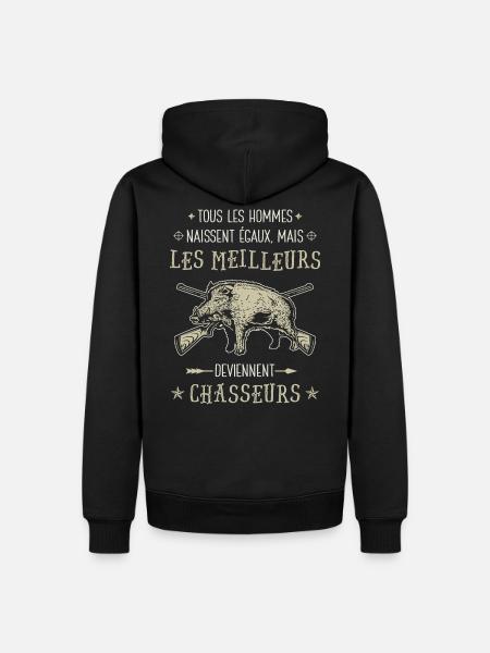 Meilleur Chasseur Humour Chasse Sanglier - Sweat à capuche Premium bio Homme - noir
