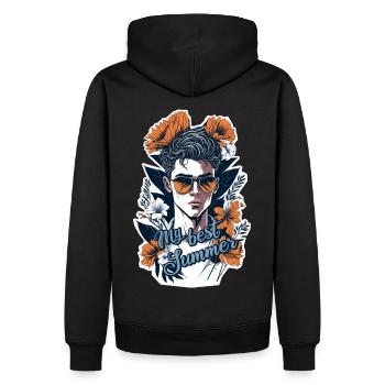 Mein bester Sommer - Männer Premium Bio Hoodie - Schwarz - Hinten - Nico (187cm)