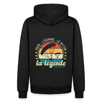 papa l homme mythe parapentiste sport parapente - Sweat à capuche Premium bio Homme - noir - Dos - Nico (187cm)