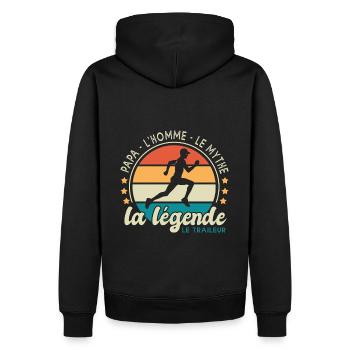 papa traileur l homme e mythe fête des pères - Sweat à capuche Premium bio Homme - noir - Dos - Nico (187cm)