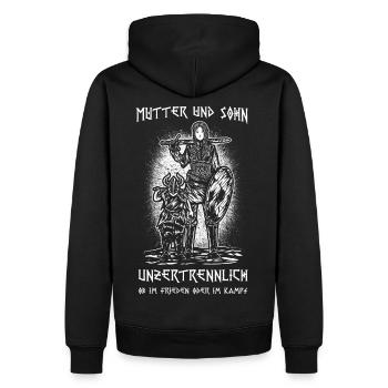 Mutter & Sohn - Männer Premium Bio Hoodie - Schwarz - Hinten - Nico (187cm)