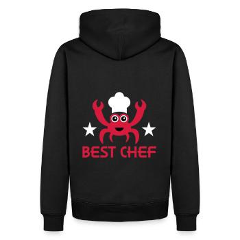 Best chef (Krabbe, Kochmütze, Sterne) - Männer Premium Bio Hoodie - Schwarz - Hinten - Nico (187cm)
