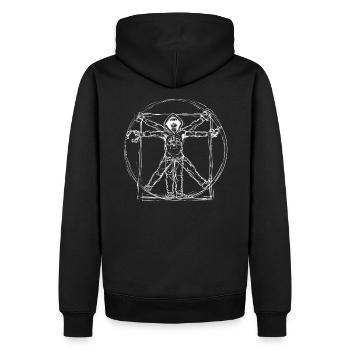 Vitruvian Gamer White Print - Men’s Premium Organic Hoodie - black - Back - Nico (187cm)