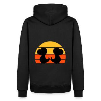 Two baby dinosaurs in front of the half sun - Men’s Premium Organic Hoodie - black - Back - Nico (187cm)
