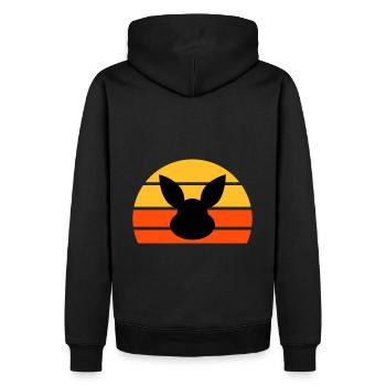 Rabbit's head in front of half sun - Men’s Premium Organic Hoodie - black - Back - Nico (187cm)