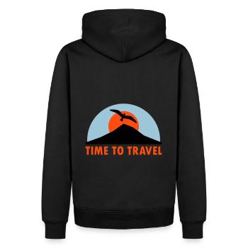 Temps de voyage (montagne, soleil, oiseau) - Sweat à capuche Premium bio Homme - noir - Dos - Nico (187cm)
